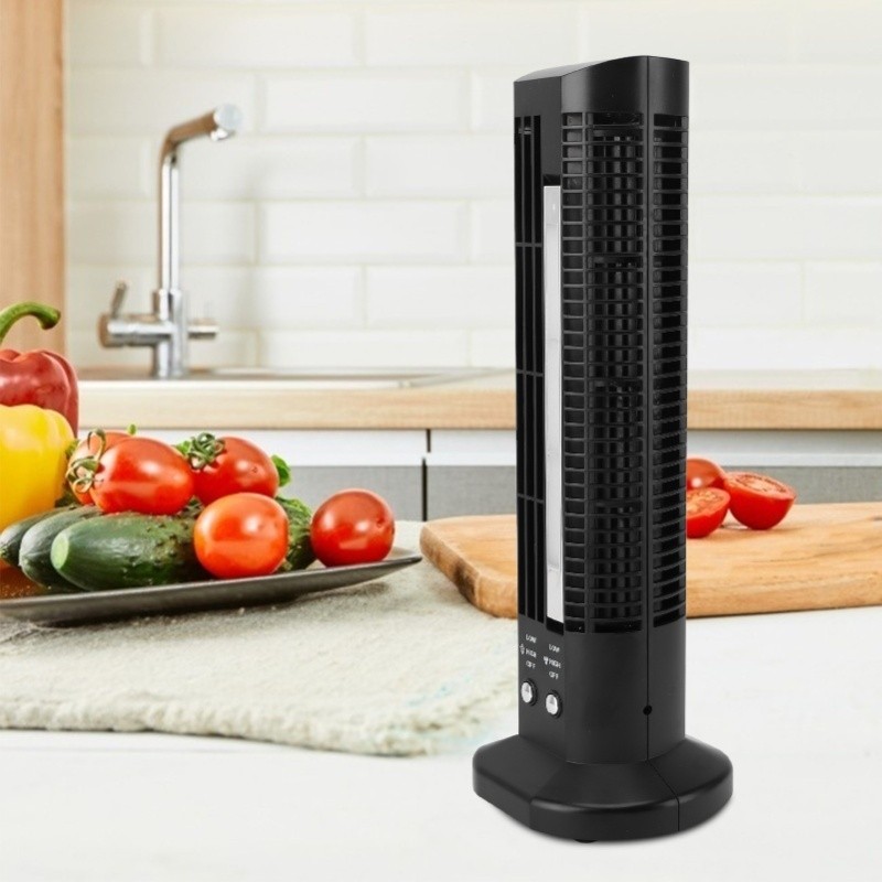 Mini Desktop Tower Fan Bladeless Portable Fan With Light For Work Leisure USB Plug In