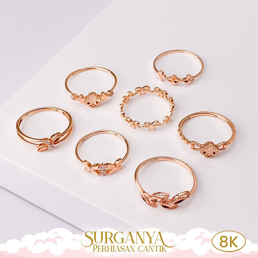 Macan Gold Cincin Daun Emas Kadar 8K Cincin Daun Variasi Bunga