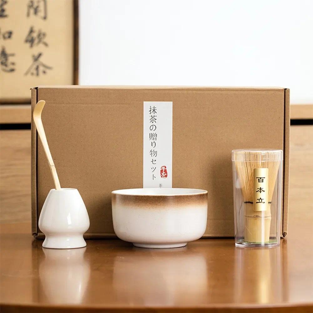 6Pcs 4Pcs Tea Whisk Brush Set Bamboo Matcha Whisk Scoop and Holder Matcha Bowl with Strainer Japanes