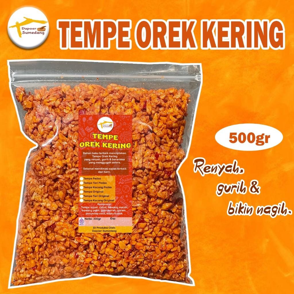 KERING TEMPE 500gr/TEMPE OREK TERI KACANG/OREK TEMPE PEDAS BALADO/PEDAS MANIS