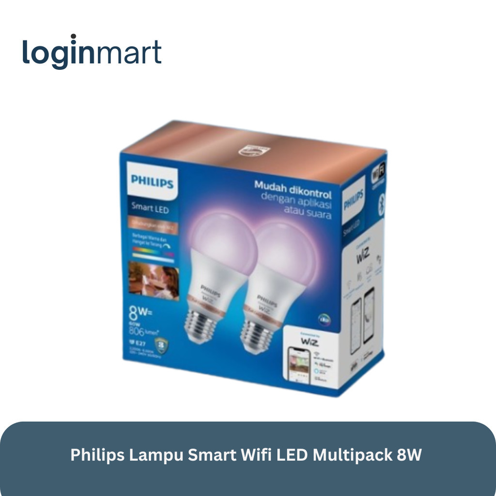 Philips Lampu Smart Wifi LED Multipack 8W