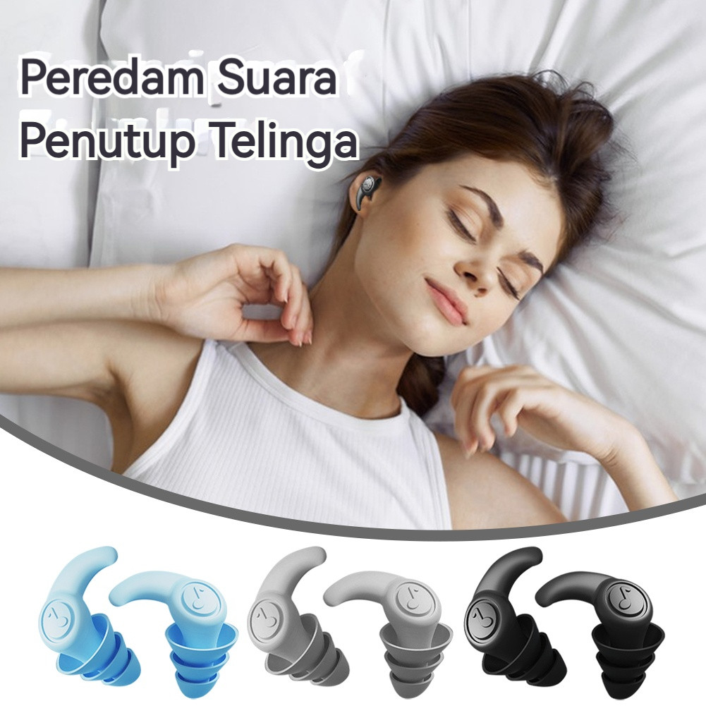 Penyumbat Telinga Tidur Nyaman Tiga Lapisan Silikon Anti Bising untuk Tidur