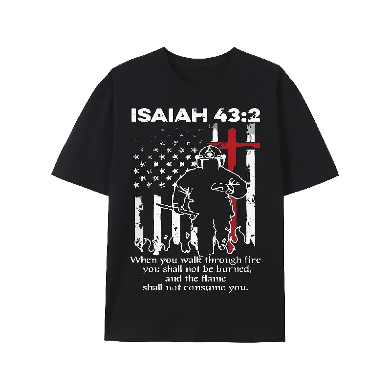 Kaus Tribute "Yesaya 43:2 untuk Petugas Pemadam Kebakaran" - Desain Siluet & Kapak Pemadam Kebakaran