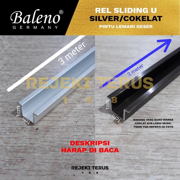 Rel Aluminium U Atas Pintu Sliding Lemari Geser 3 METER