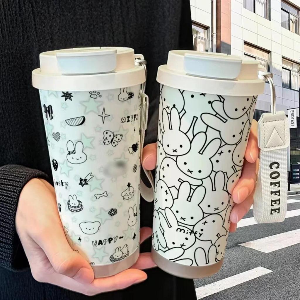 Miffy Double Drinking Cup Kawaii Cartoon Miffy Rabbit 316 Stainless Steel Student Beverage ildren's 
