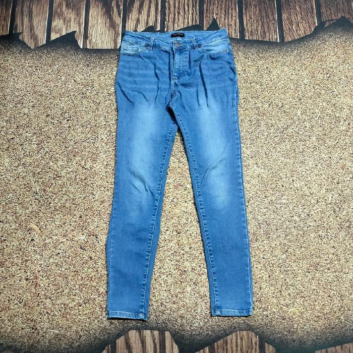 celana panjang jeans biru AVAIL MODE blue denim pants sctretch bahan melar casual murah bagus size 2