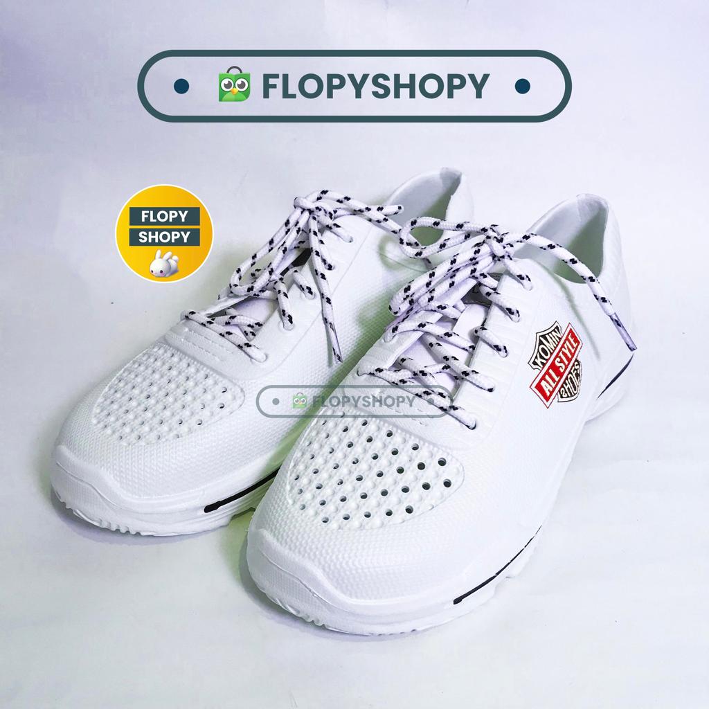 Sepatu Karet Pria Putih / Sepatu Sneakers Cowok model All Style Komin K71 PUTIH