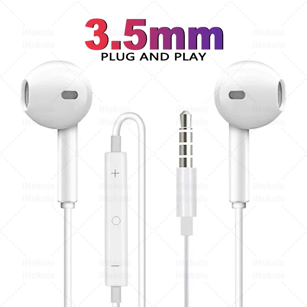 Earphone Kabel Ergonomic Headset 3.5mm with Mic Handsfree Musik Telepon Jernih In-Ear Bass Earphone 