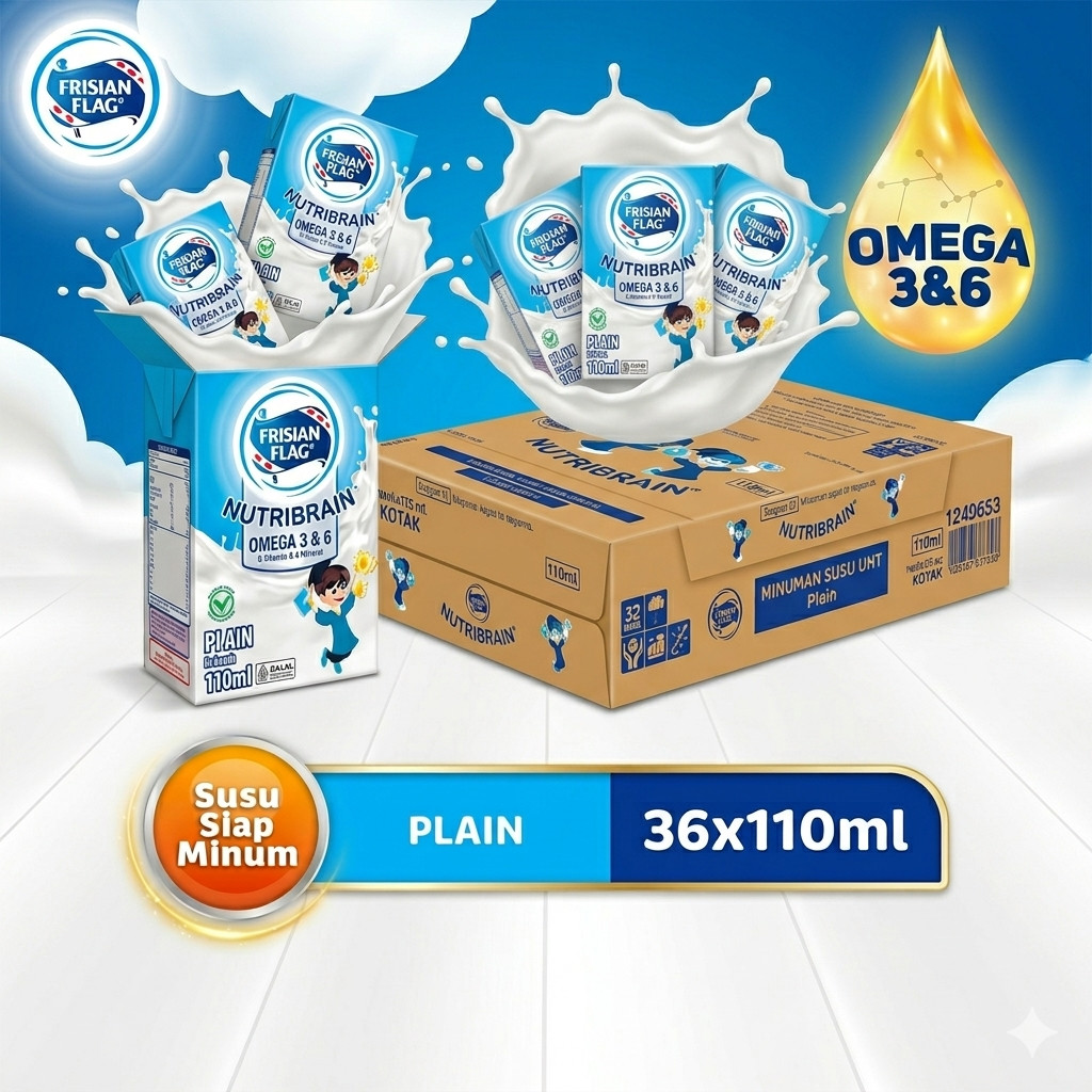 Susu Frisian Flag Susu UHT Nutribrain Susu Kotak Cair Isi 1 Dus Coklat Stoberi Susuqu