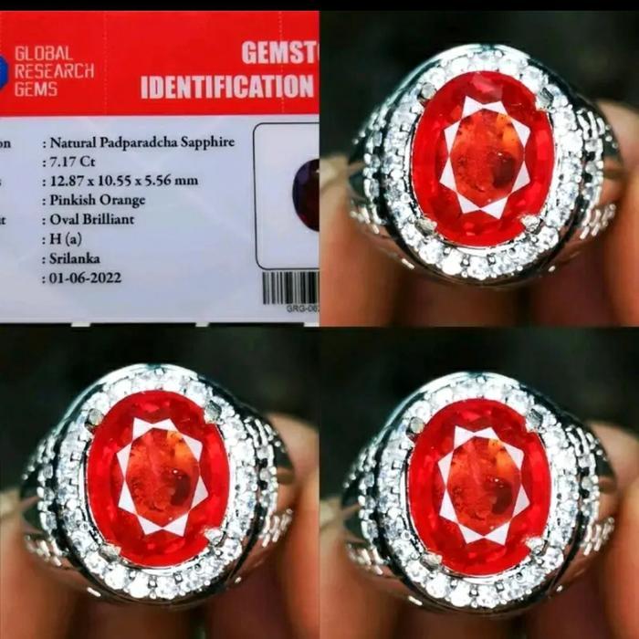 Cincin batu orange padparadcha sapphire memo gems lab