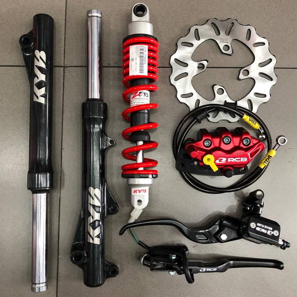 Paketan Master Rem RCB E3 Kotak 14mm set kanan kiri+Shock Shockbreaker Depan Belakang KYB Zeto 310mm