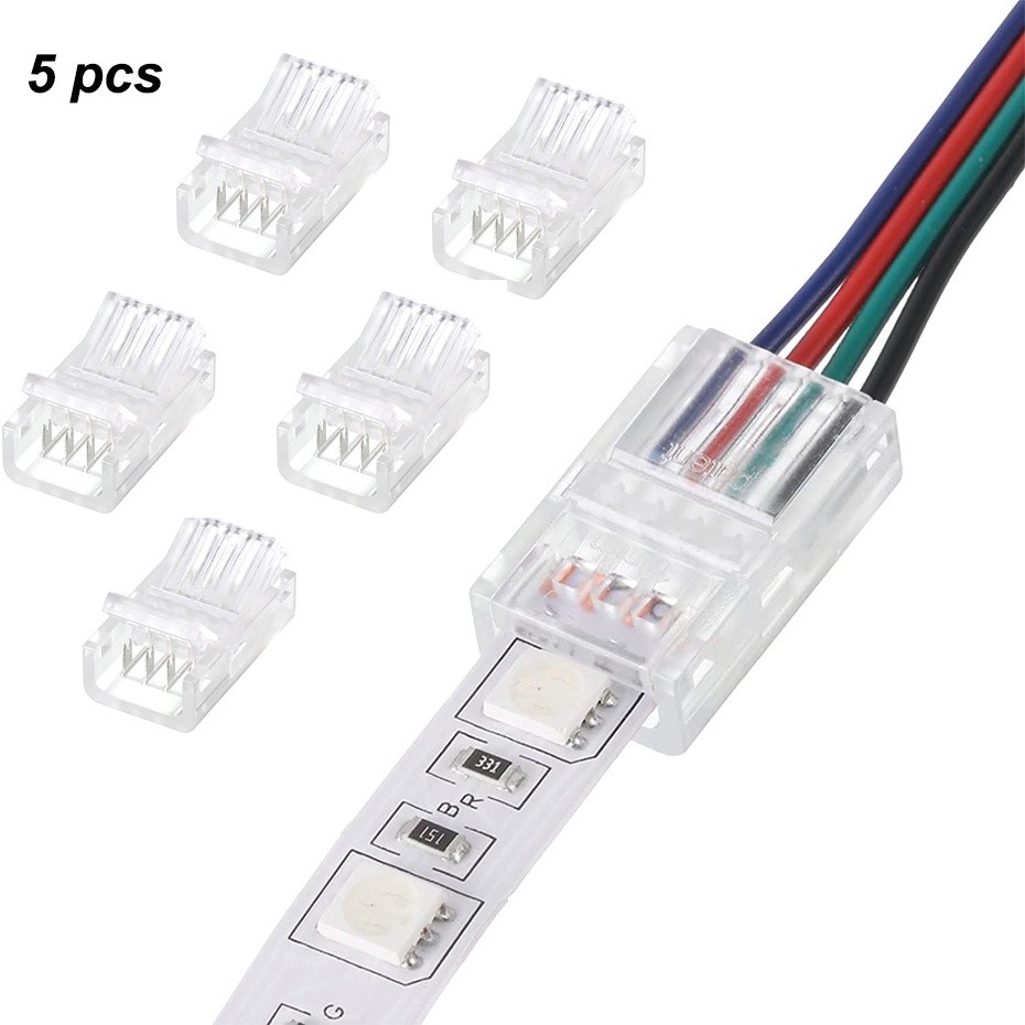 5 Buah Konektor LED 2/3/4Pin untuk Konektor Strip LED 8mm 10mm RGB Tape SMD 5050 WS2811 Kabel Lampu 