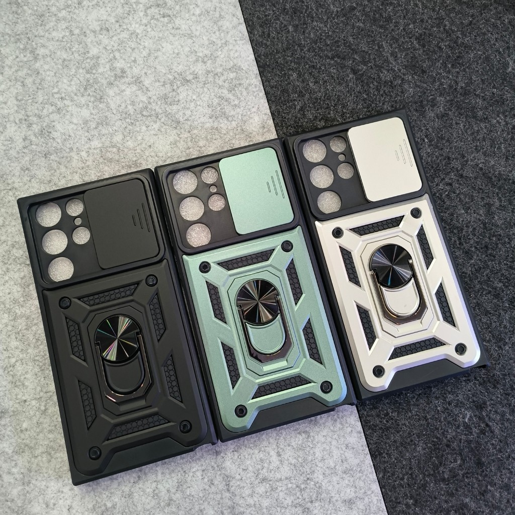 Cuci Gudang - Casing Samsung S21 Ultra - SGFlip Army Ring Flip Lens Armor Case Shockproof