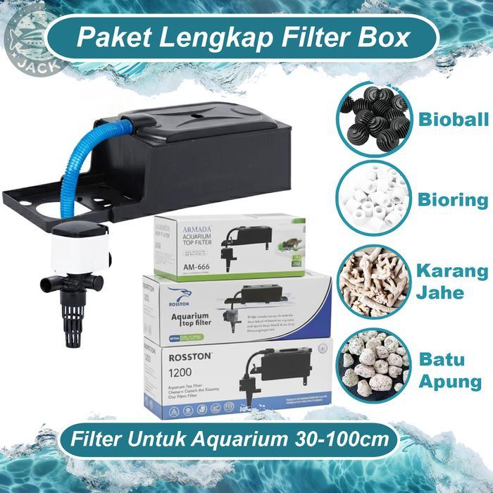Paket Lengkap Filter Box + Pompa Aquarium (MERK RANDOM) - Satu Set Box Kecil + Pompa 880 (aquarium 3