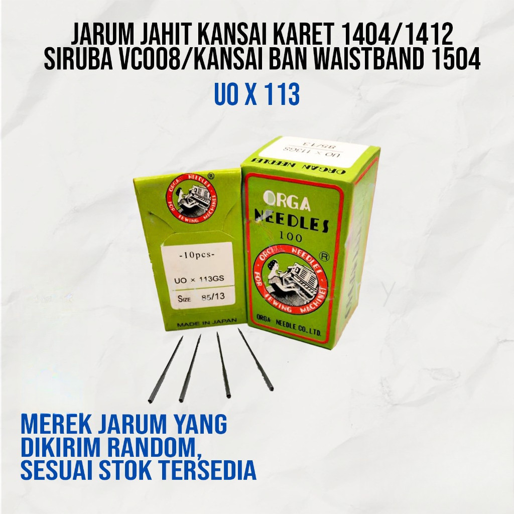 JAHIT24JAM  Jarum MURAH UOX113 / UO X 113 Jarum jahit mesin Kansai karet 1404/1412, Siruba VC008/Kan