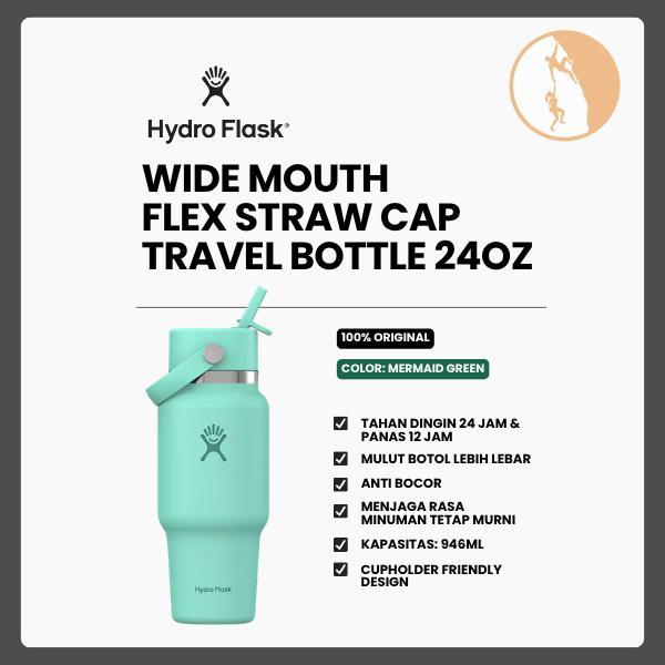 Botol Minum/Tumbler Berpergian - Hydro Flask Wide Mouth Flex Straw Cap Travel Bottle 24oz (Mermaid G