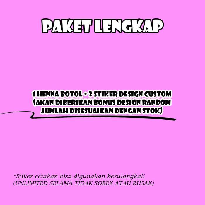CUSTOM DESIGN TATTO TEMPORARY HENNA nama, Angka, Romawi, Gambar - Paket Lengkap