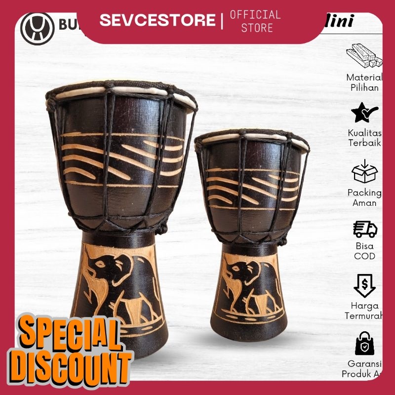 Mainan Kendang Jimbe Mini Alat Musik Gendang Jimbe Anak Kecil Motif Ukir untuk Hiasan Souvernir AM