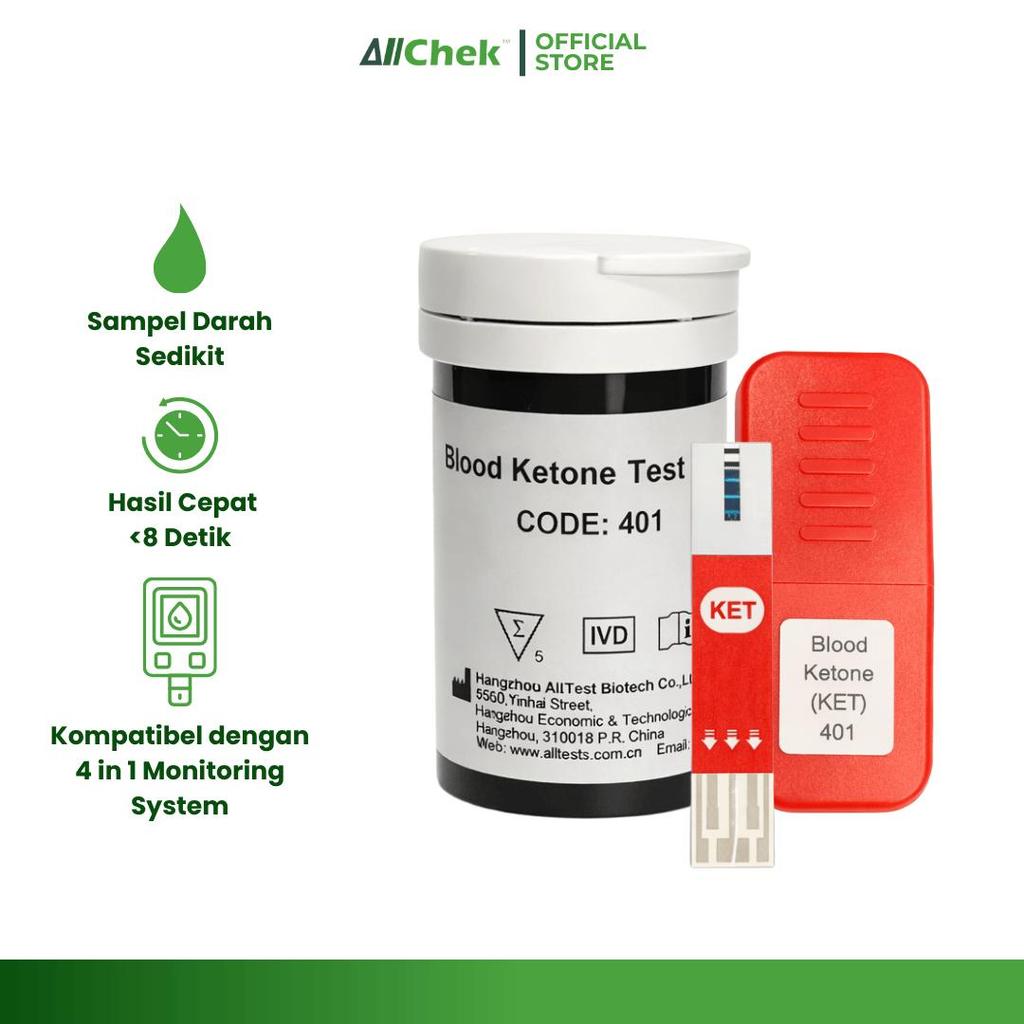 Allchek Refill Strip Keton Darah untuk Multimeter 4-in-1 Ketone Blood Test Strip