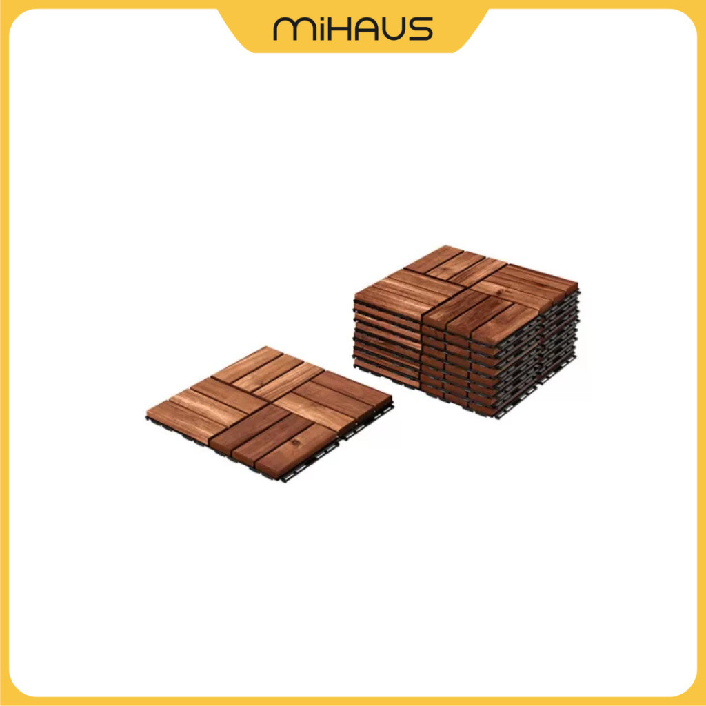 TERLARIS IKEA RUNNEN Dek lantai, luar ruang, diwarnai cokelat, 0.81 m²