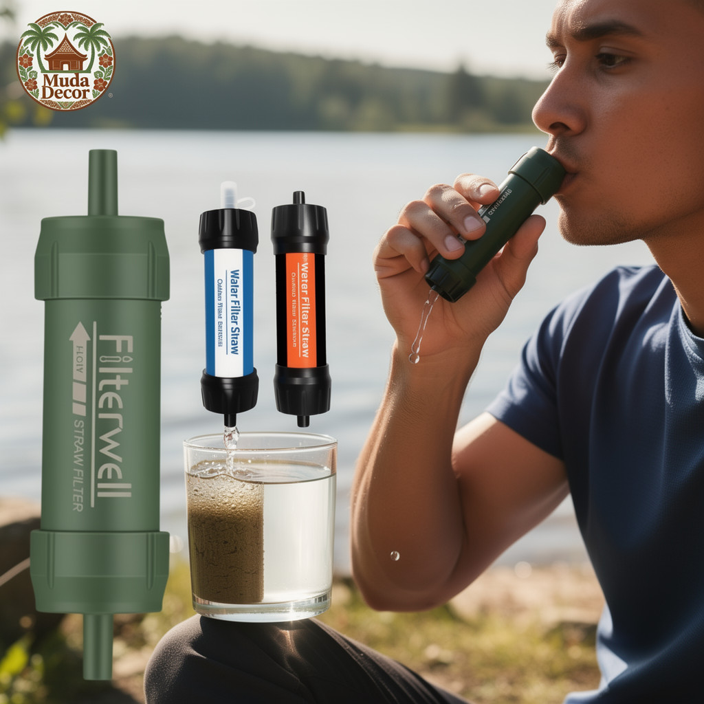sedotan filter air portable penyaring air minum darurat camping hiking survival outdoor uf