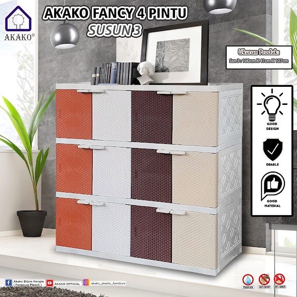 Lemari Plastik Akako 12 Pintu susun 3 Fancy | DA5