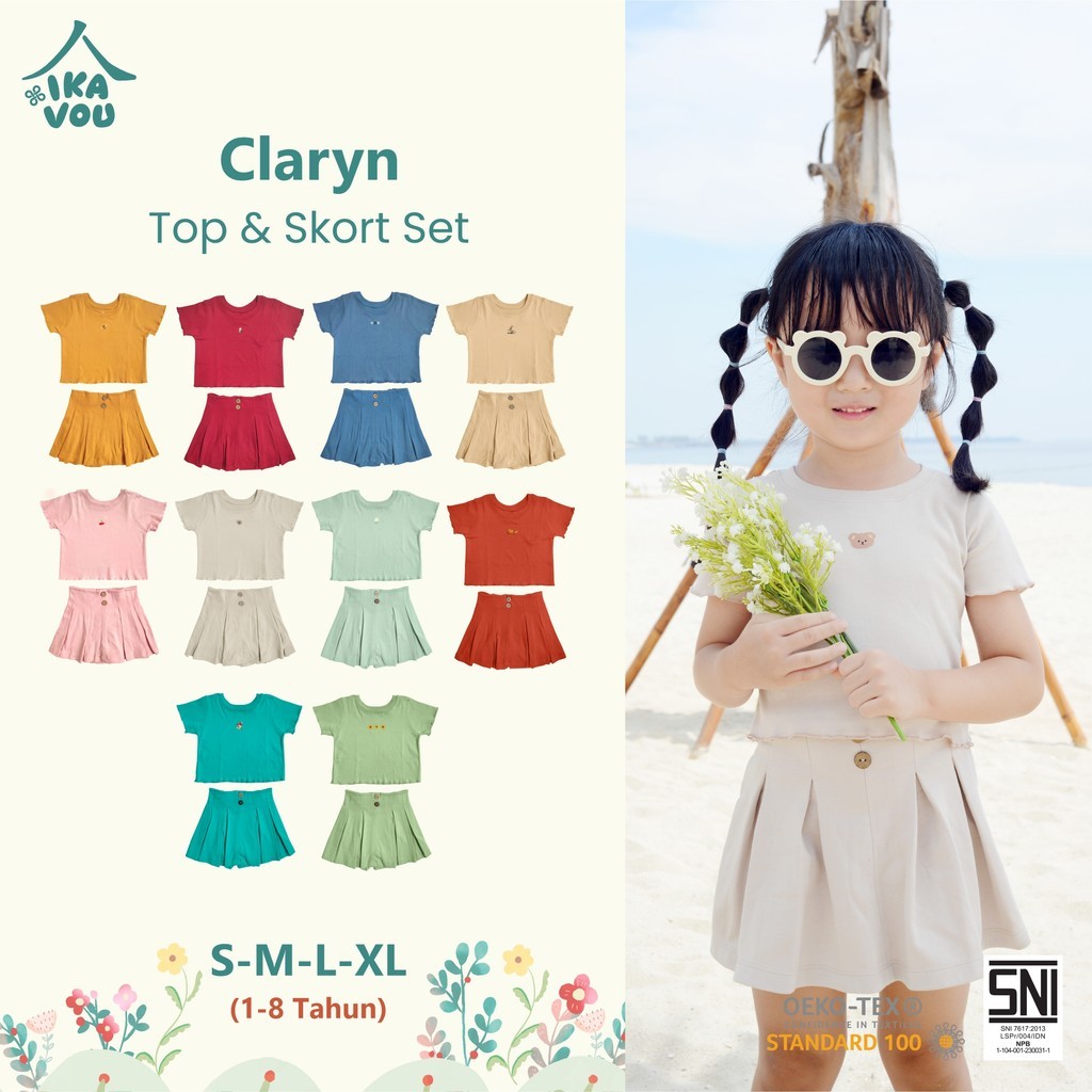IKAVOU Claryn Set Baju Rok Celana Anak Korean Style