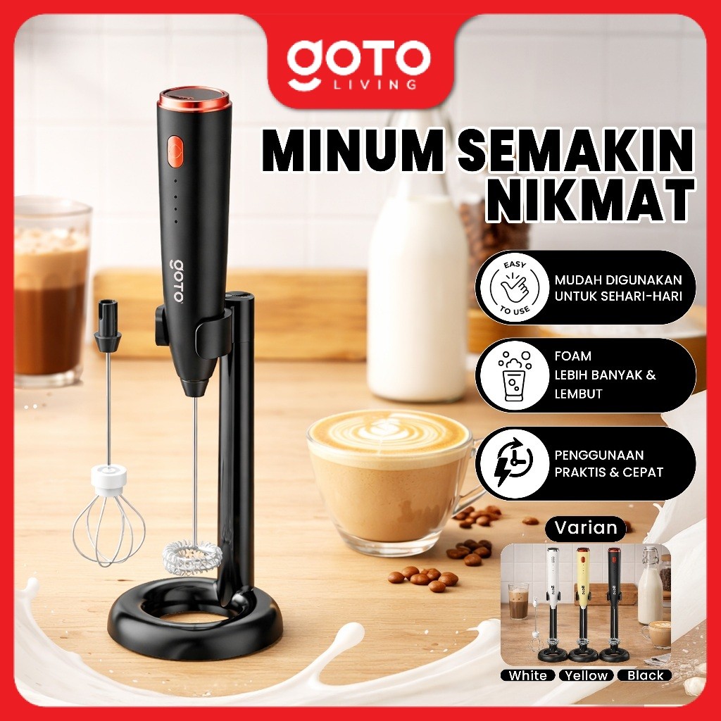 Goto [COD] Cremo Hand Mixer Mini Milk Frother Elektrik Alat Pengocok Telur USB Rechargeable Free Sta