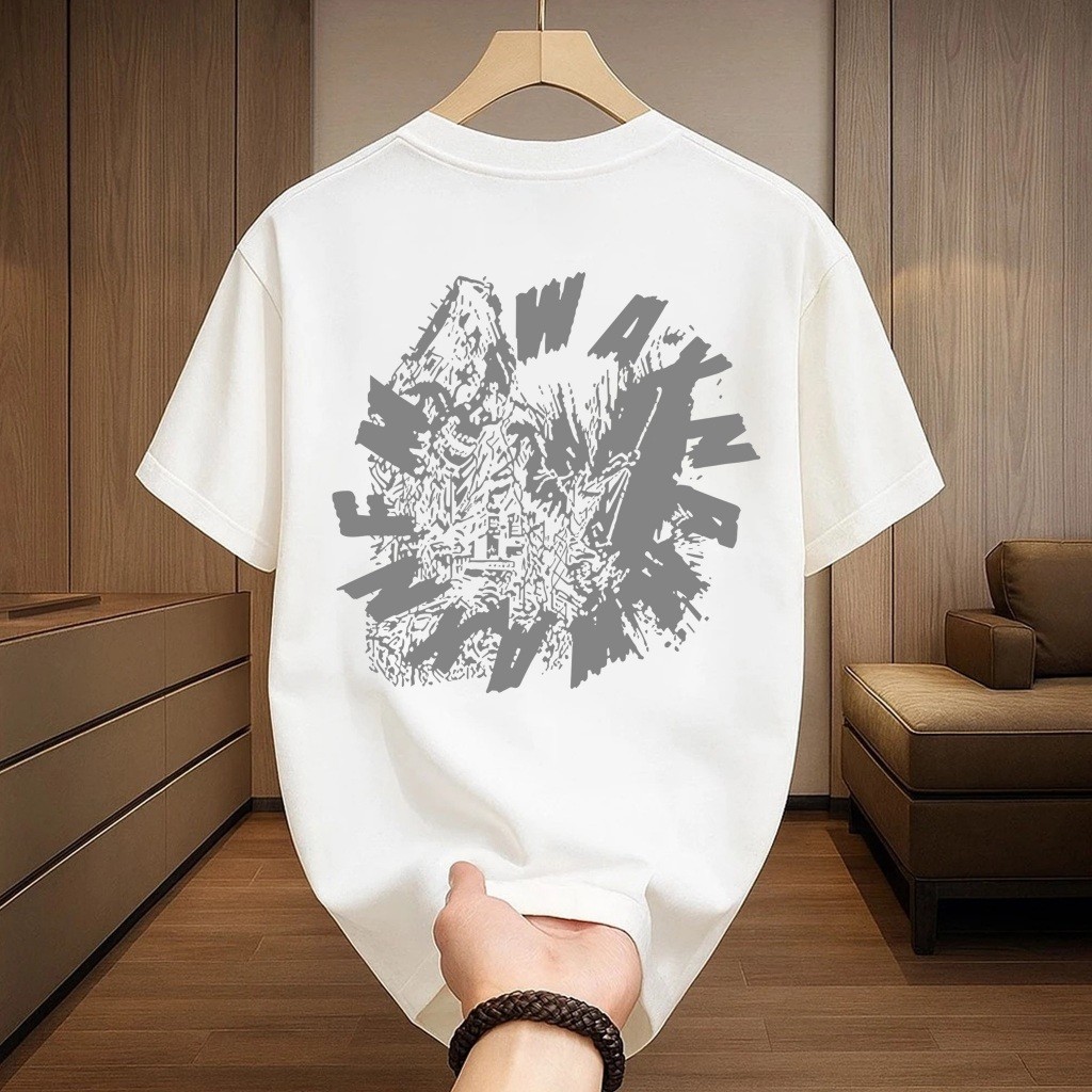 Kaos Oversize Pria Motif Gunung Grafis Aesthetic Putih Kaos Casual Harian Trend 2026