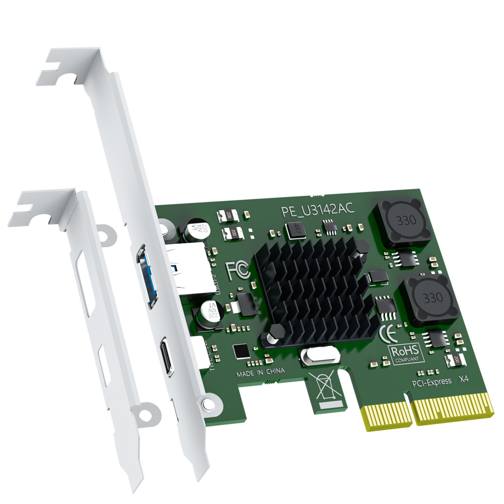2Port 10Gb USB 31 Gen2 (TypeC and TypeA) to PCIE X4 Expansion Card with ASM 3142 Chip