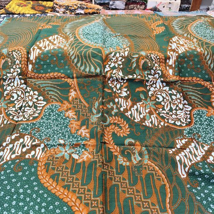kain batik dobby motif abstrak kontemporer pesisiran warna hijau batik nusantara