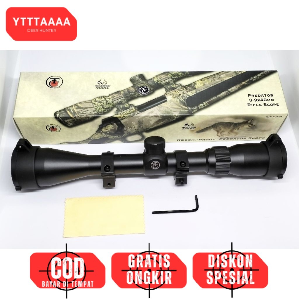 Teleskop Thompson Predator 3-9x40 Mildot HK – Riflescope Senapan PCP & Angin Jernih Presisi Tahan Ge