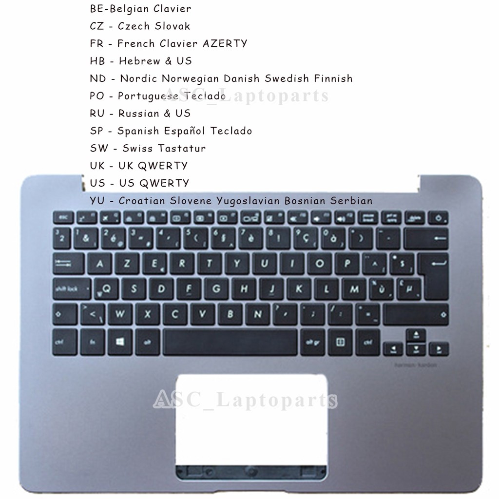 New BE CZ FR HB ND PO RU SP SW UK US Keyboard for ASUS UX430 UX430U UX430UA UX430UQ UX430UN BACKLIT 