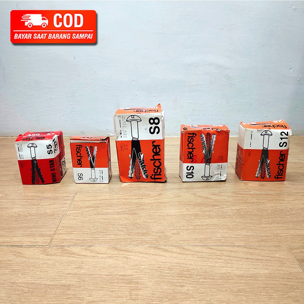 (PER KOTAK) FISHER PLASTIK UKURAN LENGKAP S5 S6 S8 S10 S12 / WALLPLUG PENGUNCI SEKRUP DINDING S5 - S