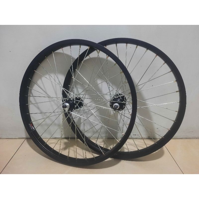 TANOZERO Wheel Set Sepeda Ukuran 20 Velg Jadi Pelk Jadi 20 Velg 20 Hitam Siap Pakai Wheel set sepeda