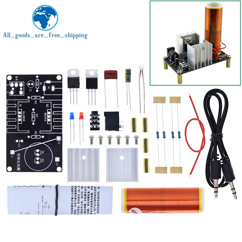 TZT 1/3Set Mini Tesla Coil Kit 15W Mini Music Tesla Coil Plasma Speaker Tesla Wireless Transmission 