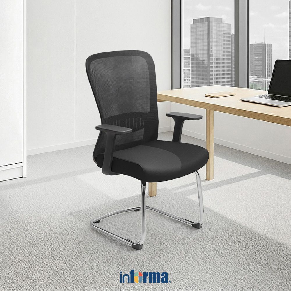 Informa G Santos Kursi Tamu Kantor Sandaran Rendah - Hitam Visitor Chair Tempat Duduk Client Furnitu