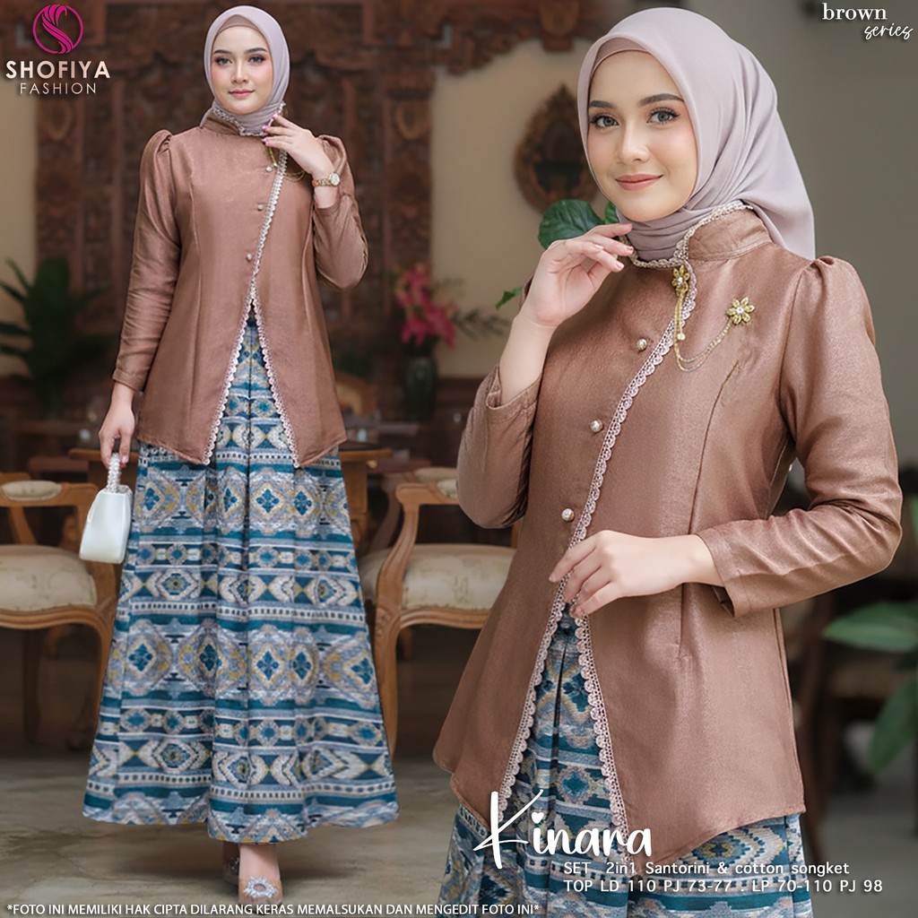 SHOFIYA OFFICIAL STORE KINARA SET BATIK WANITA MUSLIM TERBARU SETELAN ROK BATIK PREMIUM KONDANGAN