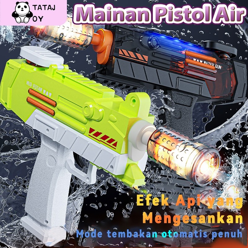 Tatajoy Mainan Pistol Air Anak Toy Water Gun New Automatic Uzi Children's Electric Water Gun Flash H