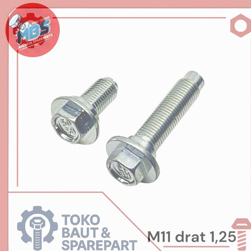 MBS BAUT M11 Drat 1.25 PINGGUL BAUT FLEXSIBLE BAUT SABUK PENGAMAN UNIVERS M11x25 m11x50 2,5cm 5cm Ba
