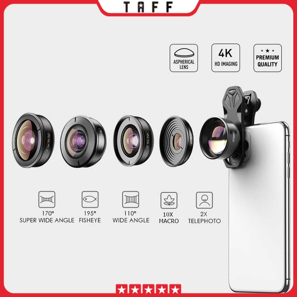 Lensa Kamera Smartphone Universal Clip 5 in 1 Lens - APEXEL APL-HB5