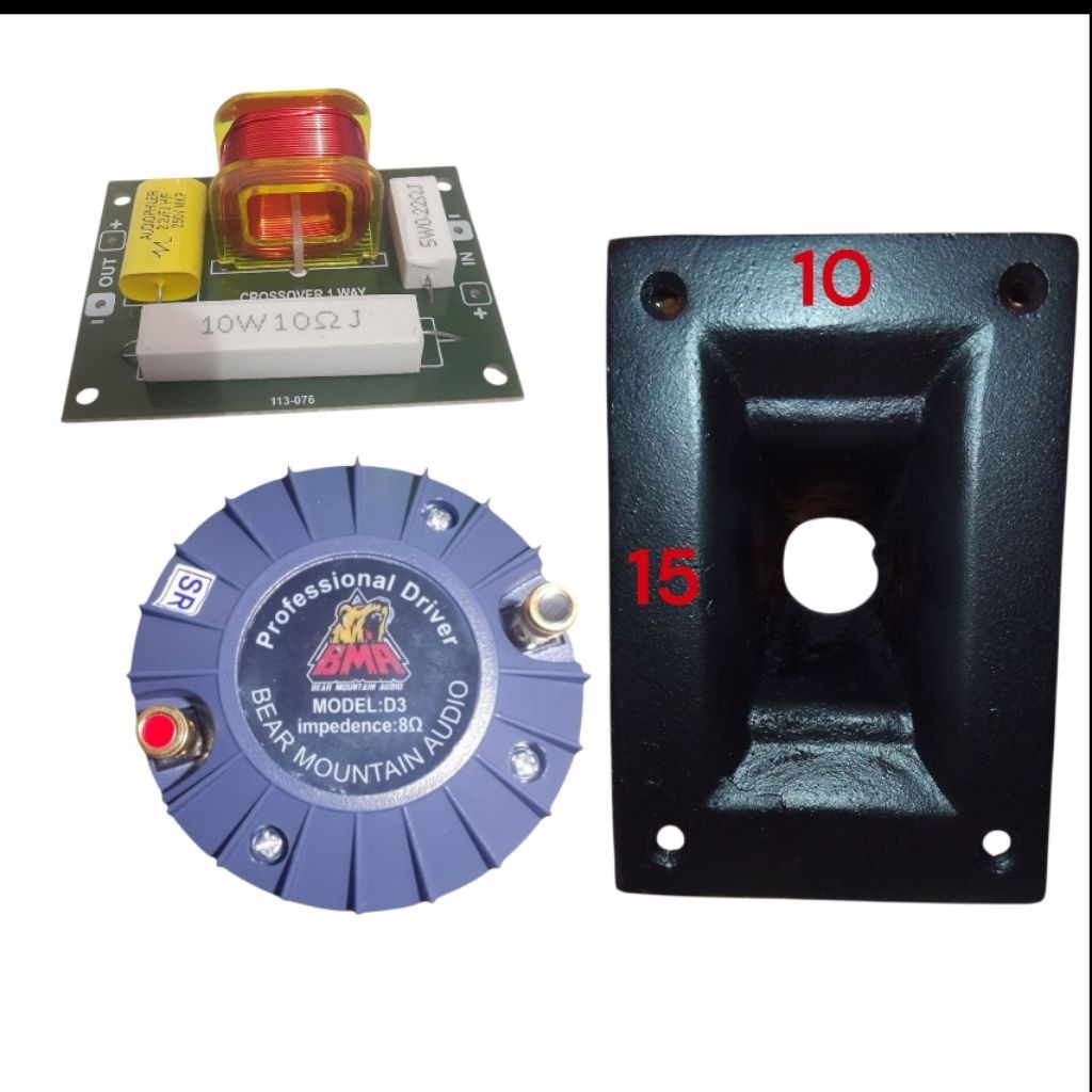 Paket Tweeter Bma D3 500 Watt Plus Corong Besi 10x15 Dan Crossover Tweeter