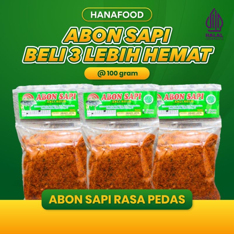 (Mala-Mali) HEMAT ABON SAPI 3 PCS RASA PEDAS / ABON DAGING SAPI ASLI / ABON SAPI HALAL