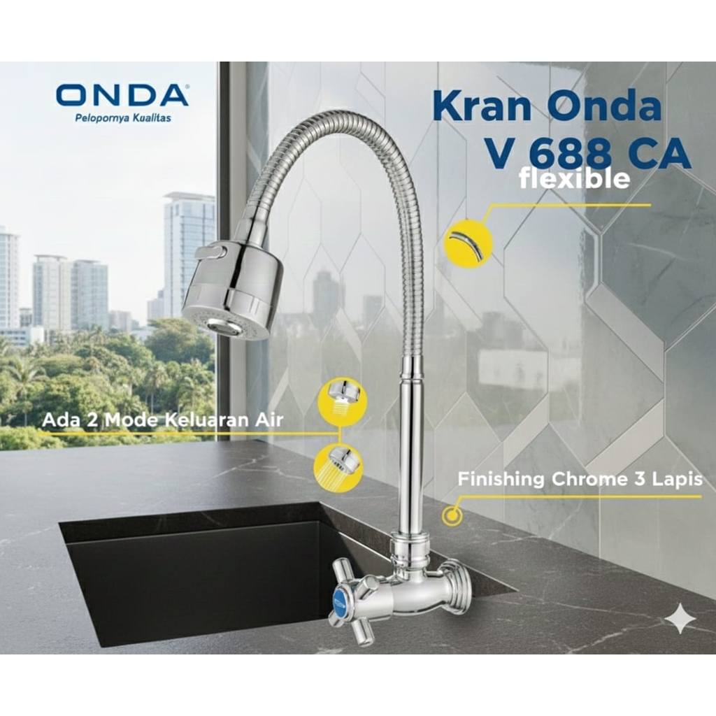 V 688 CA ONDA KRAN AIR DAPUR KITCHEN SINK CUCI PIRING LEHER FLEKSIBEL, Kran onda V688CA