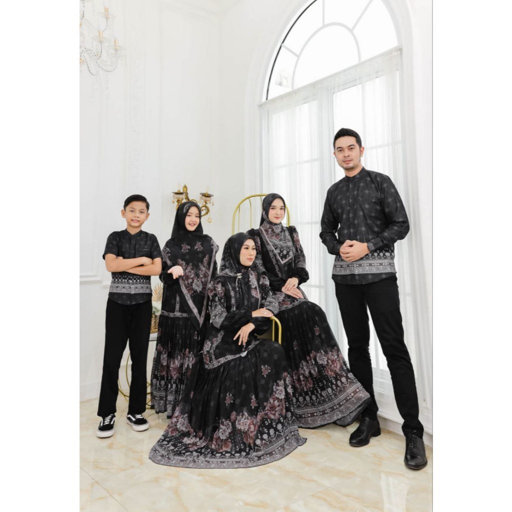 Sarimbit AC Original Inayah Series | Couple Gamis Syar’i Ibu Anak & Kemeja Ayah Anak | Bahan Adem Pr