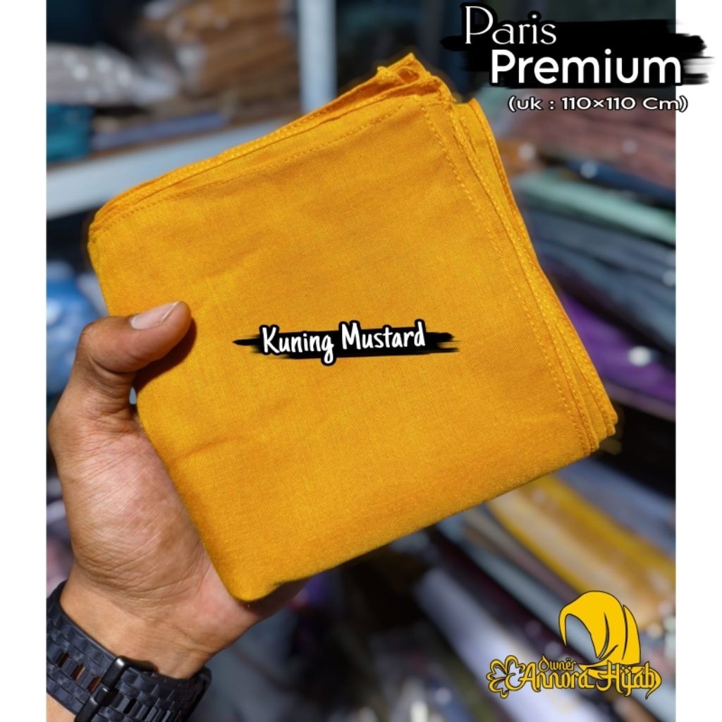 Hijab Segi Empat Paris Premium Jahit Tepi | Hijab Segi Empat Warna Kuning Mustard Asn Pns