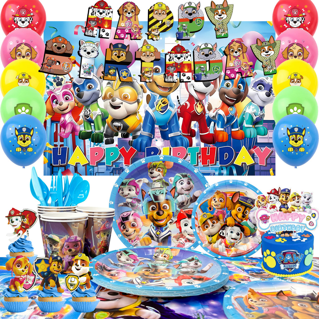 101 Pcs Paw Patrol Party Decorations&Tableware Set-Paw Patrol Banner Balloons Backdrop Cup etc Paw P