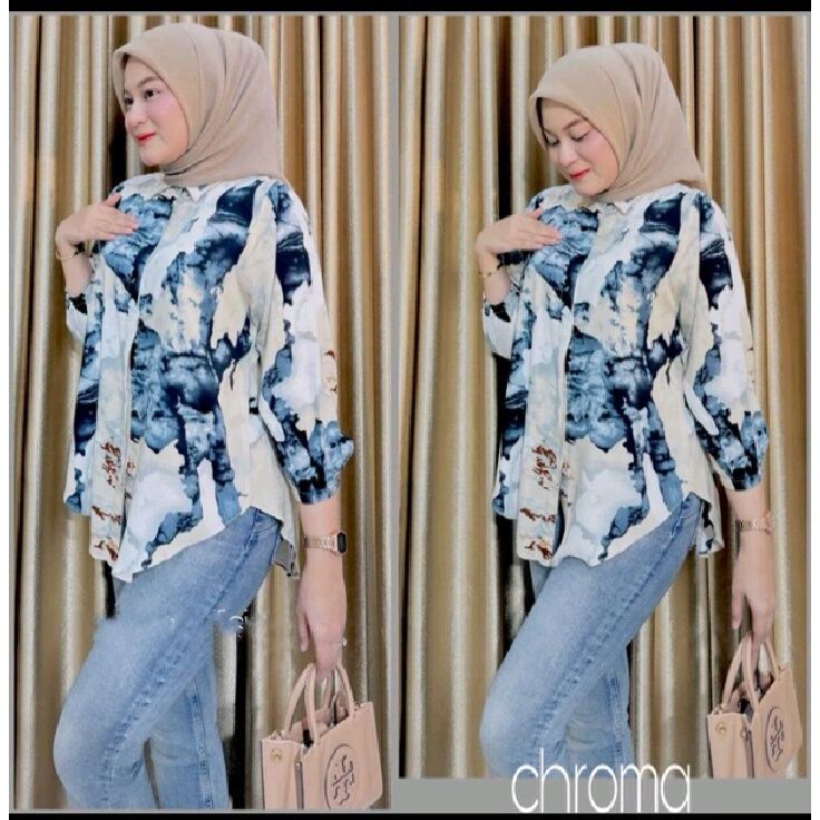 kemeja rayon wanita terlaris tahun ini/kemeja blouse rayon motif/blouse wanita/kemeja balon/atasan m