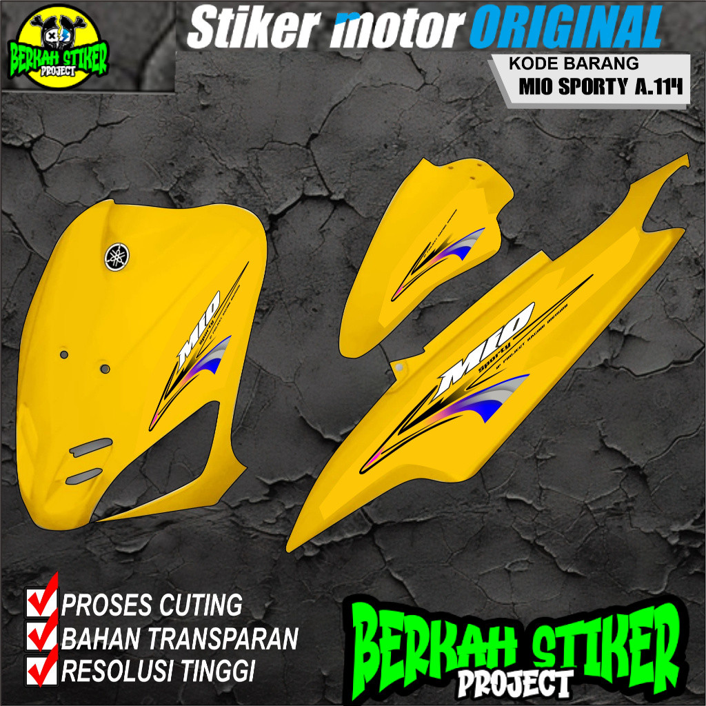 (COD) STIKER STRIPING ORIGINAL MOTOR YAMAHA MIO SPORTY TAHUN 2011 DESAIN HOLOGRAM TRANSPARAN