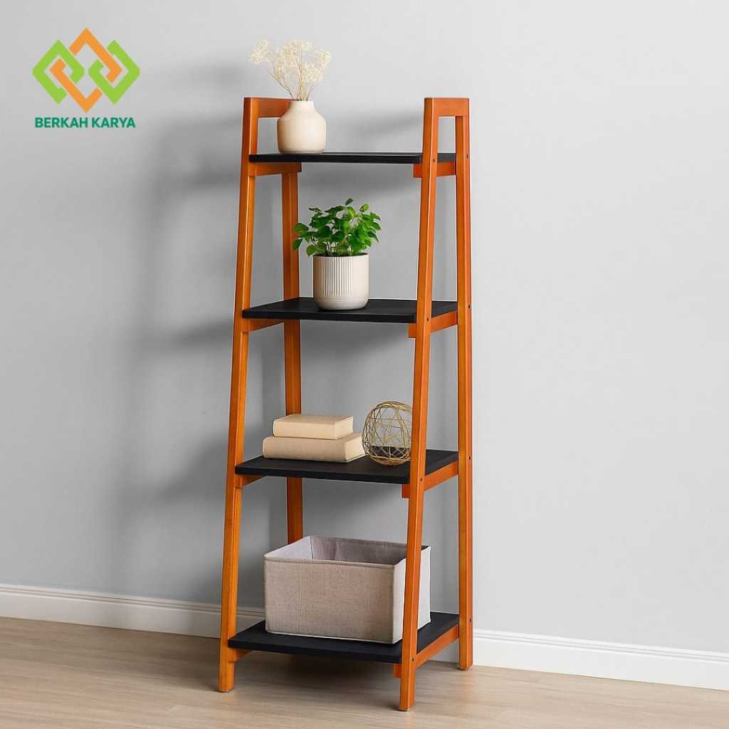 Rak Kayu Full Solid 3 & 4 Susun – Rak Serbaguna Minimalis Estetik untuk Dapur & Kamar
